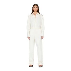 Frame Relaxed Cotton Trouser in Bone NWOT